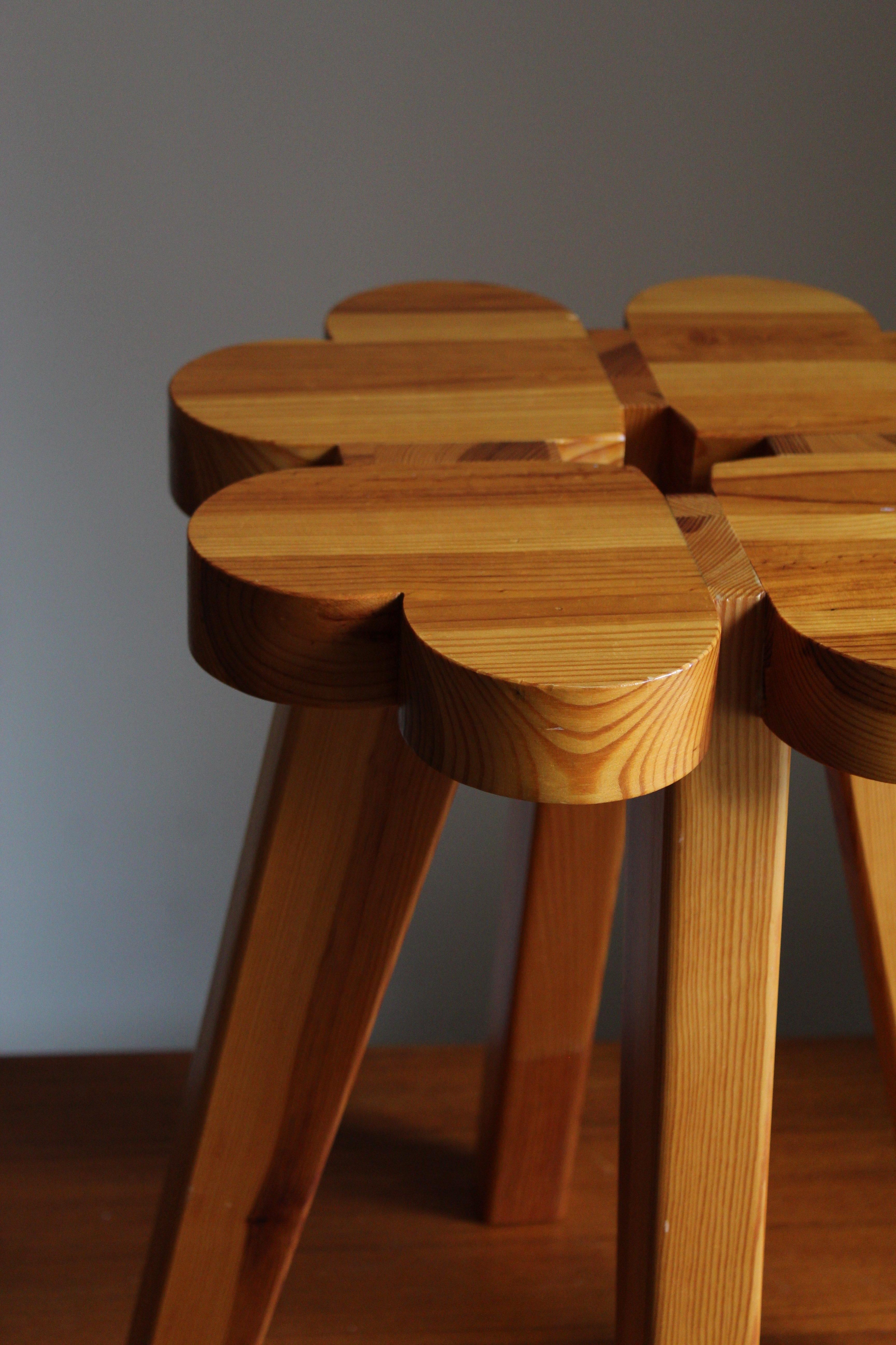 Swedish Designer, Minimalist Stool, Solid Pine, 1970s In Good Condition In High Point, NC