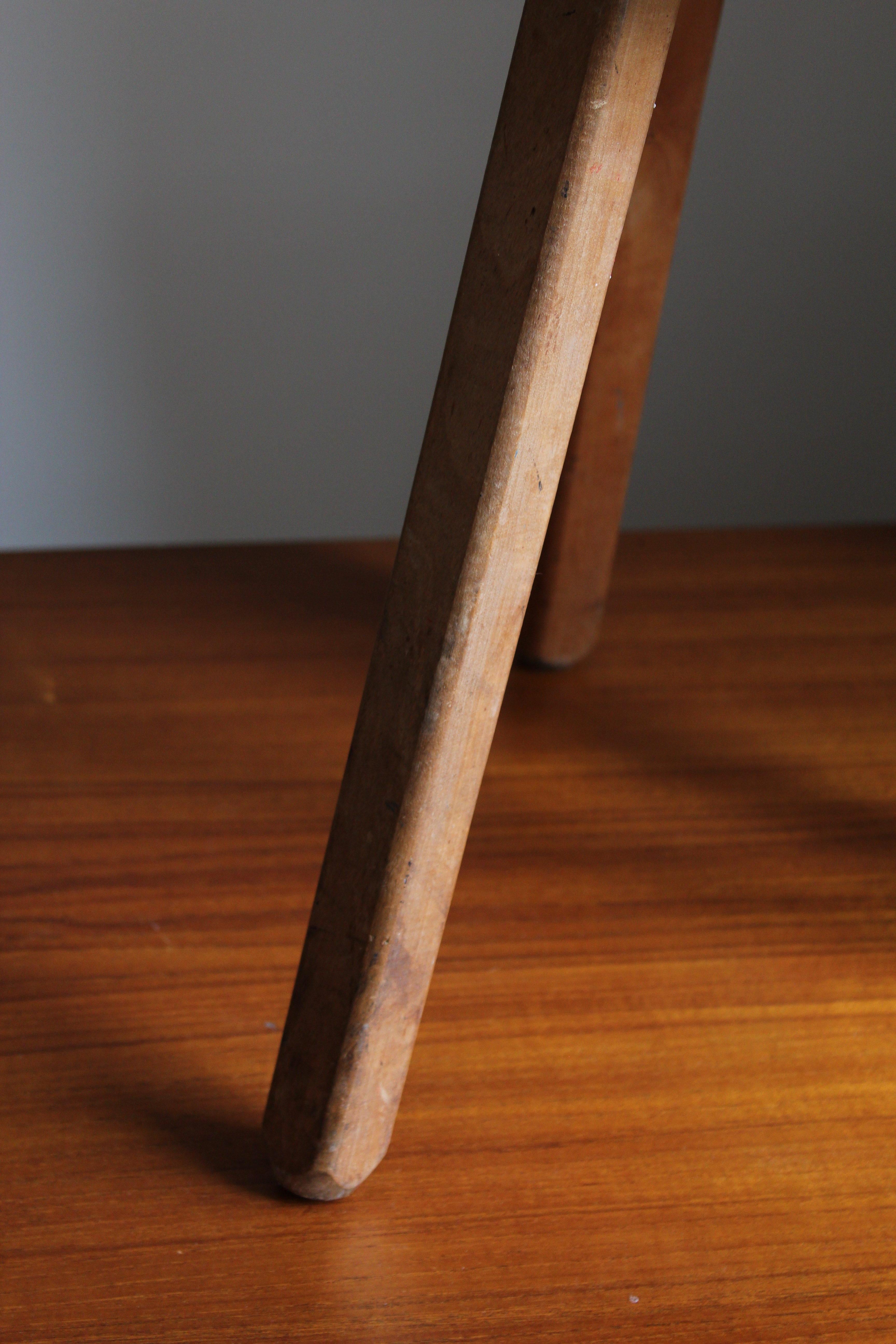 Swedish Designer, Minimalist Stool, Solid Wood, 1970s In Good Condition In High Point, NC