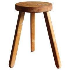 Swedish Designer, Minimalist Stool, Solid wood, 1970s