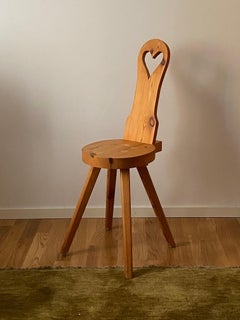 Swedish Designer, Minimalist Studio Stool / Side Chair Solid Pine, 1970s, Sweden