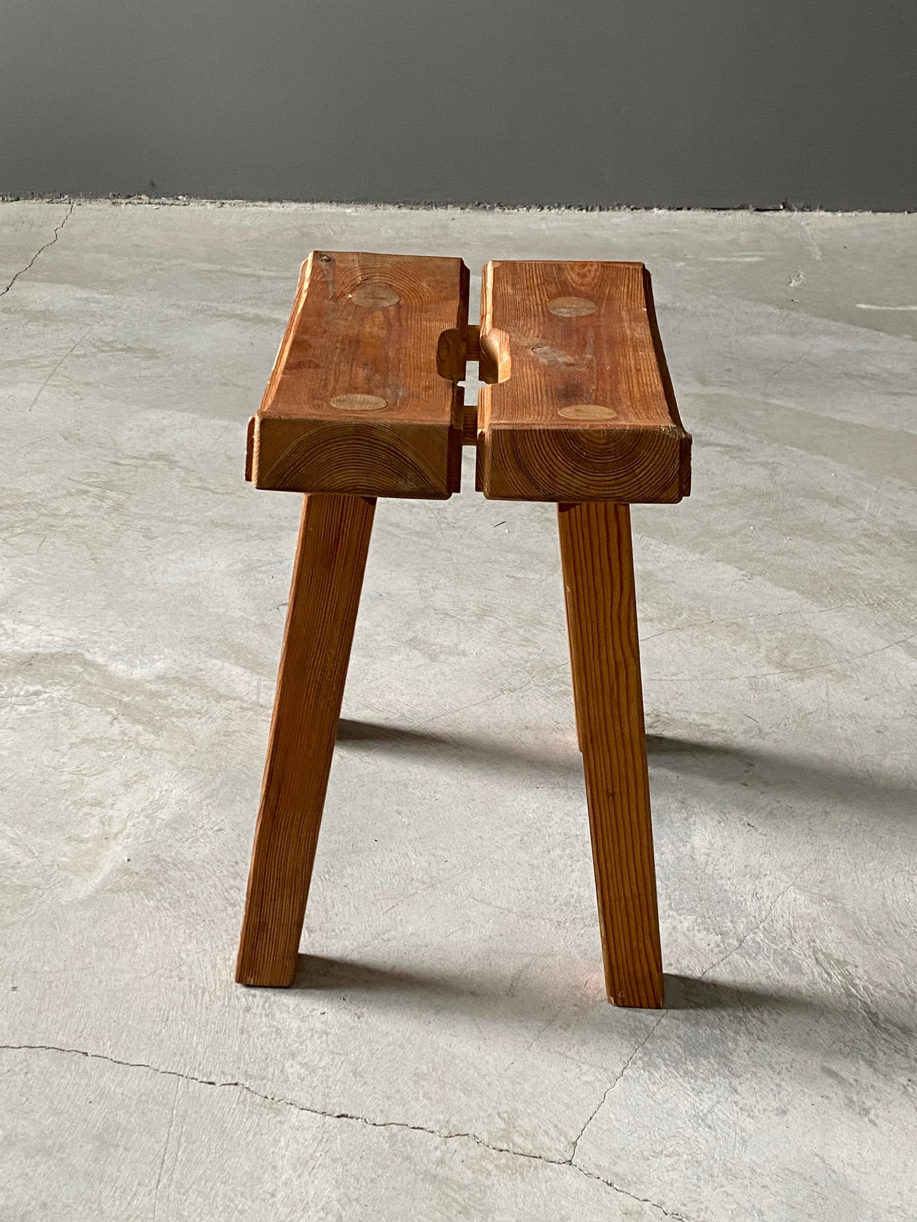 Late 20th Century Swedish Designer, Minimalist Studio Stool Solid Pine, 1970s, Sweden