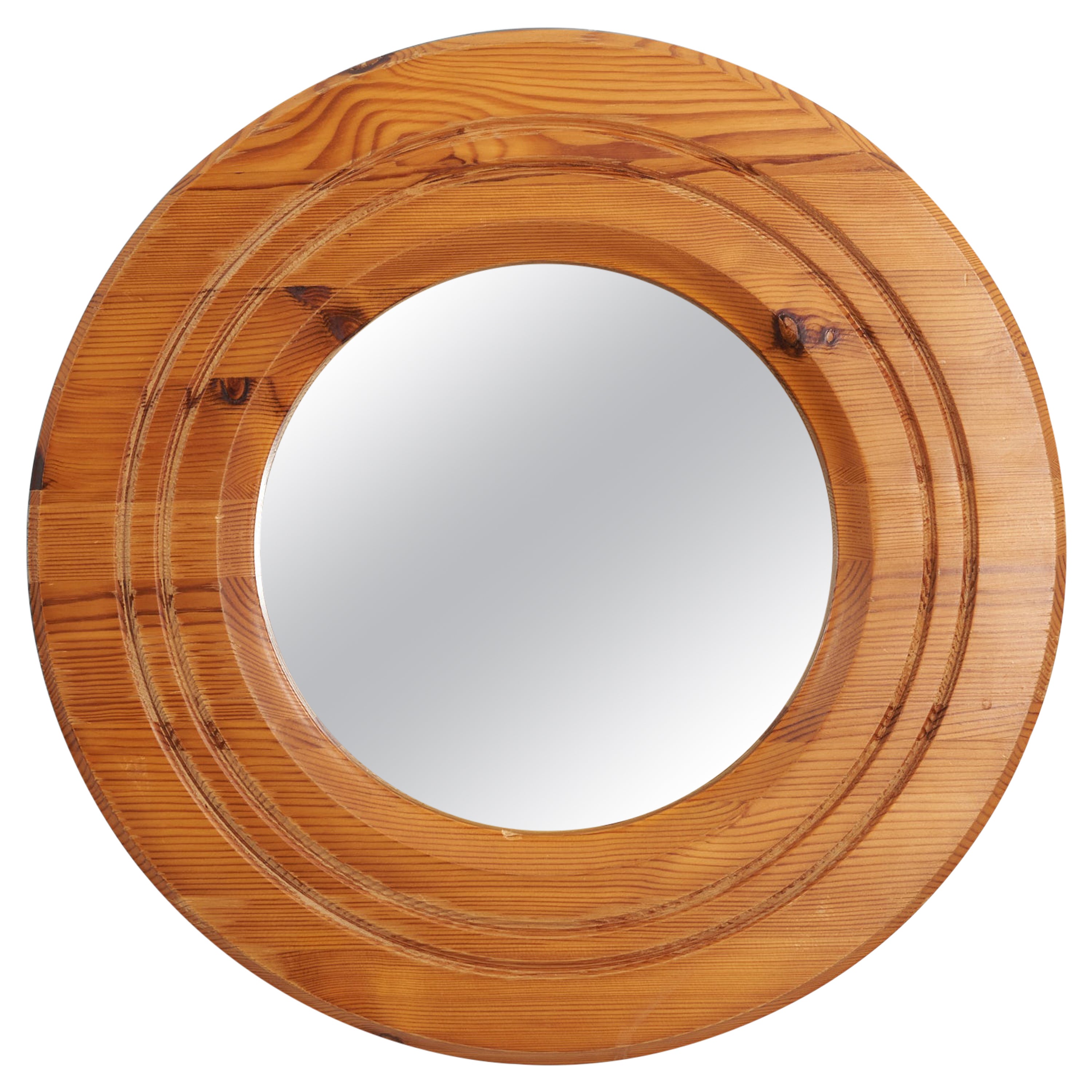 Schwedischer Designer, Spiegel, Kiefer, Spiegelglas, Schweden, 1970er Jahre
