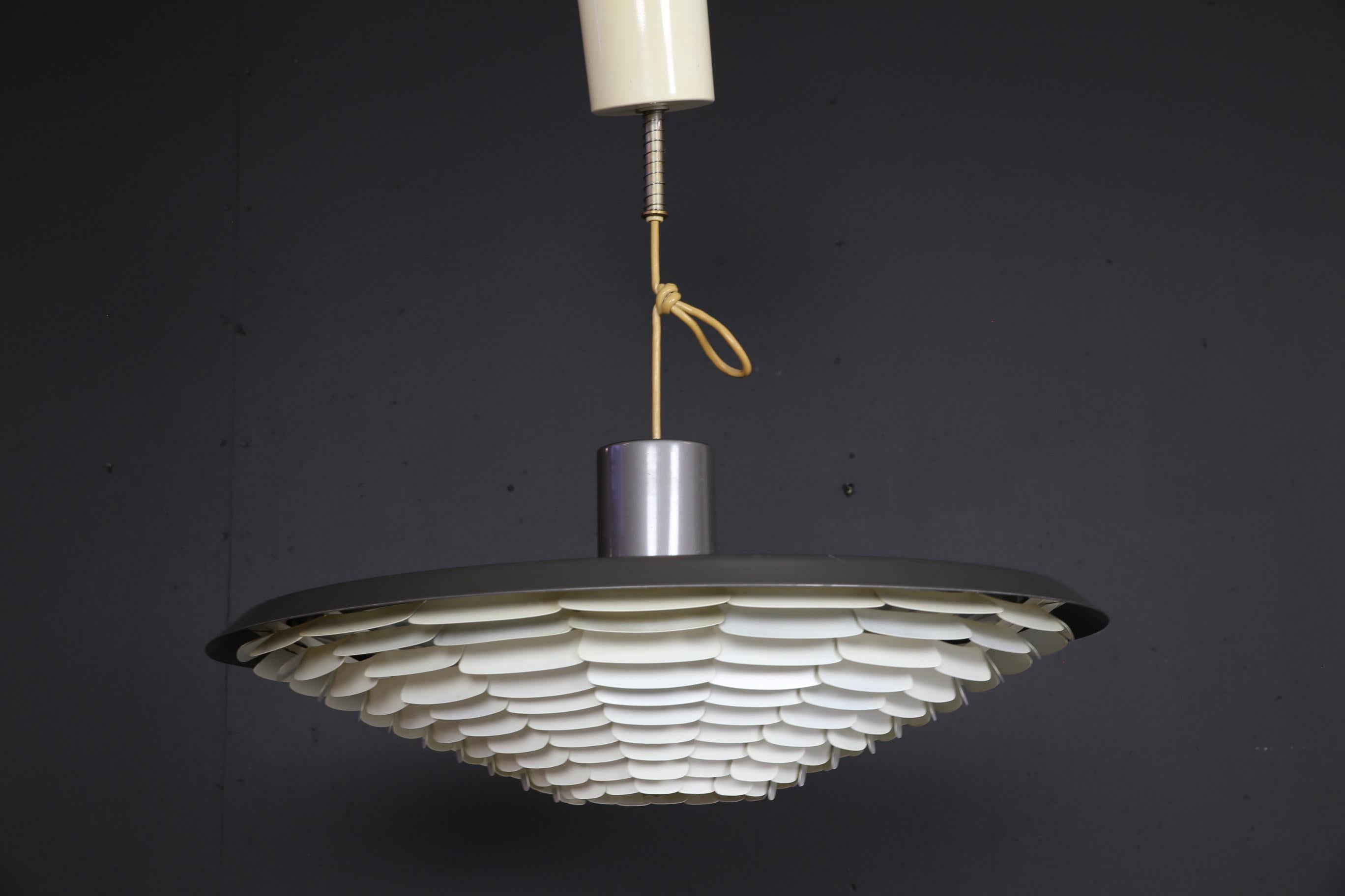 Mid-Century Modern Swedish Designer, Modernist Ceiling Lamp, Black or White Sheet Metal, 1970s