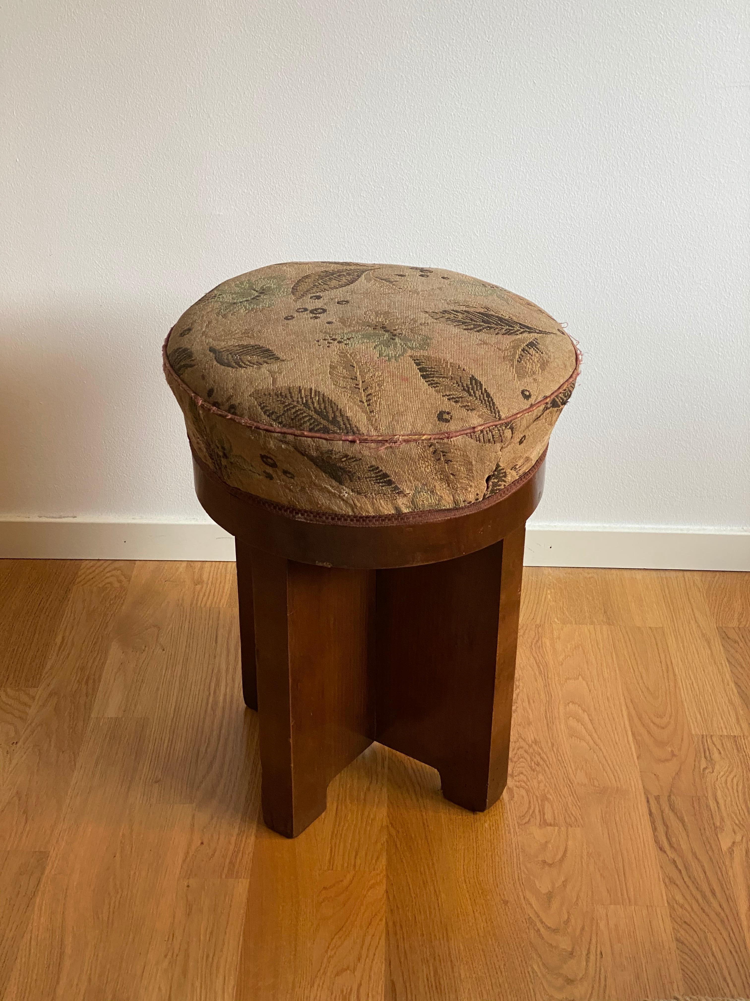 An all original 1930s modernist / Art Deco stool. Features original veneered wood and spring seat with original fabric. This work needs to be fully restored.

Other designers of the period include Axel Einar Hjorth, Alvar Aalto, Josef Frank, and
