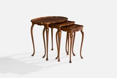 Swedish Designer, Nesting Tables, Birch, Oak, Sweden, 1930s