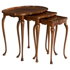 Swedish Designer, Nesting Tables, Birch, Oak, Sweden, 1930s