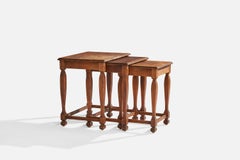 Swedish Designer, Nesting Tables, Oak, Sweden, 1930s