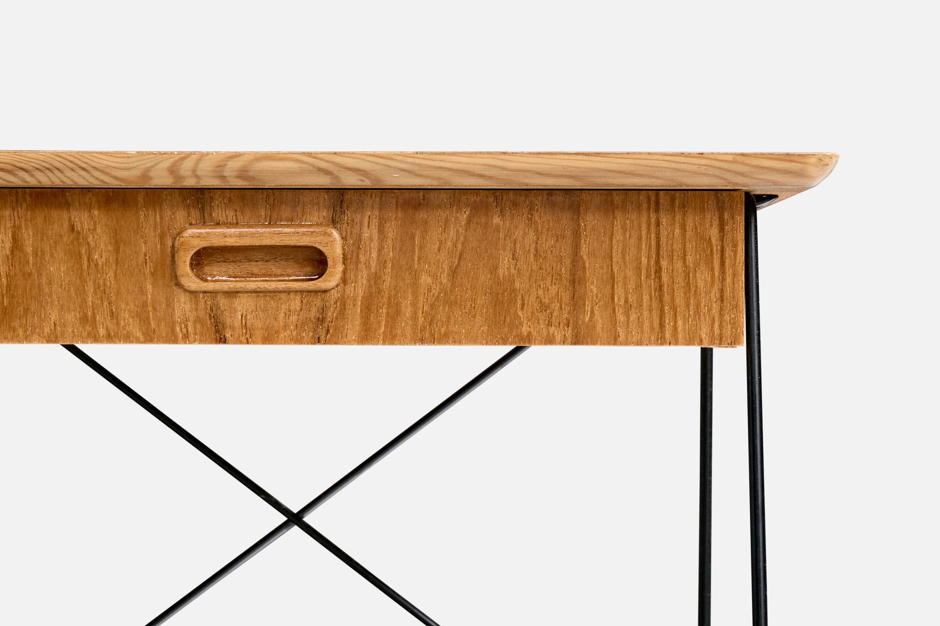 Schwedischer Designer, Nachttische, Teak, Messing, Metall, Schweden, 1950er Jahre im Angebot 7