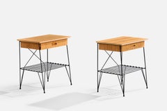 Swedish Designer, Nighstands, Teak, Brass, Metal, Sweden, 1950s