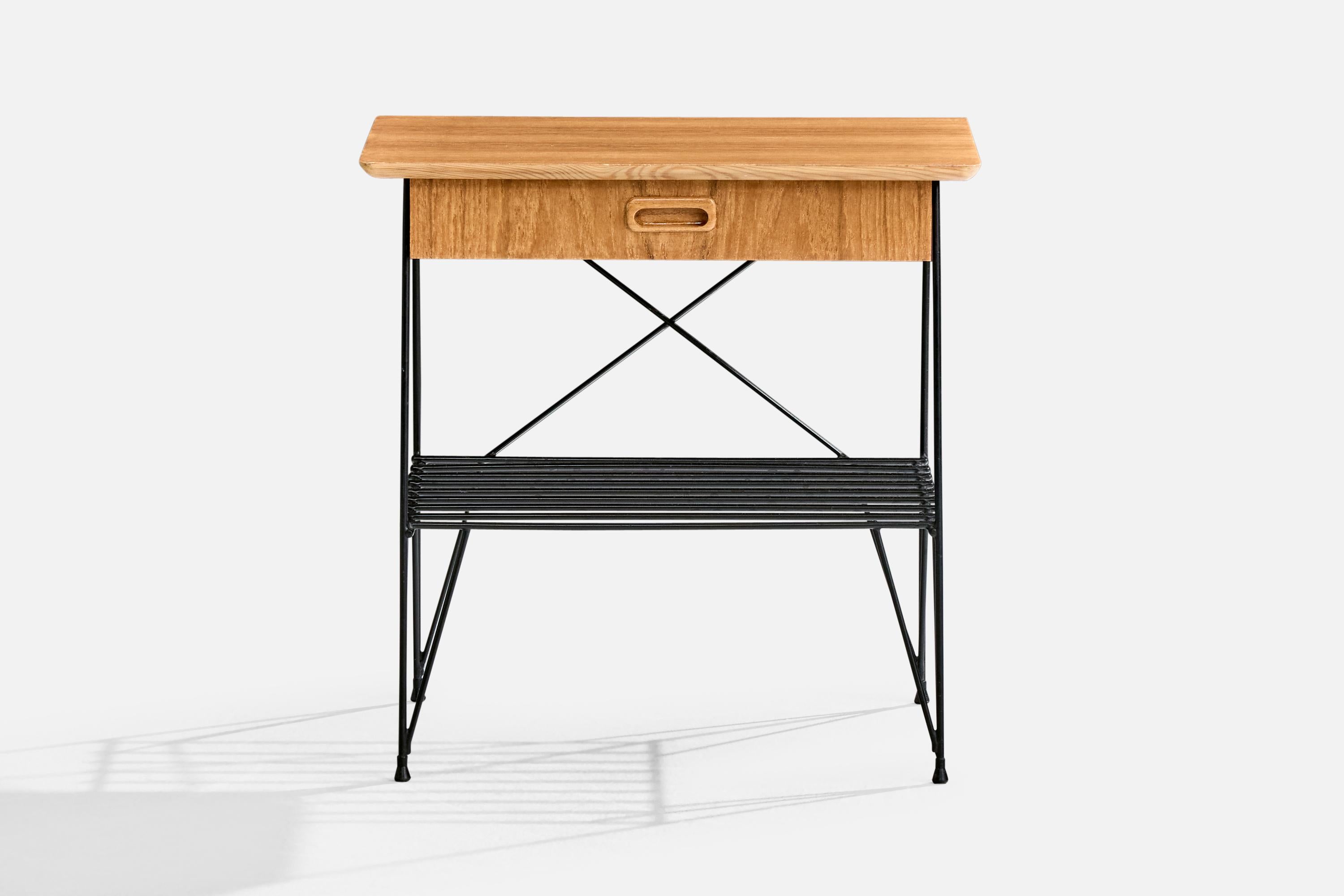 Schwedischer Designer, Nachttische, Teak, Messing, Metall, Schweden, 1950er Jahre im Angebot 2