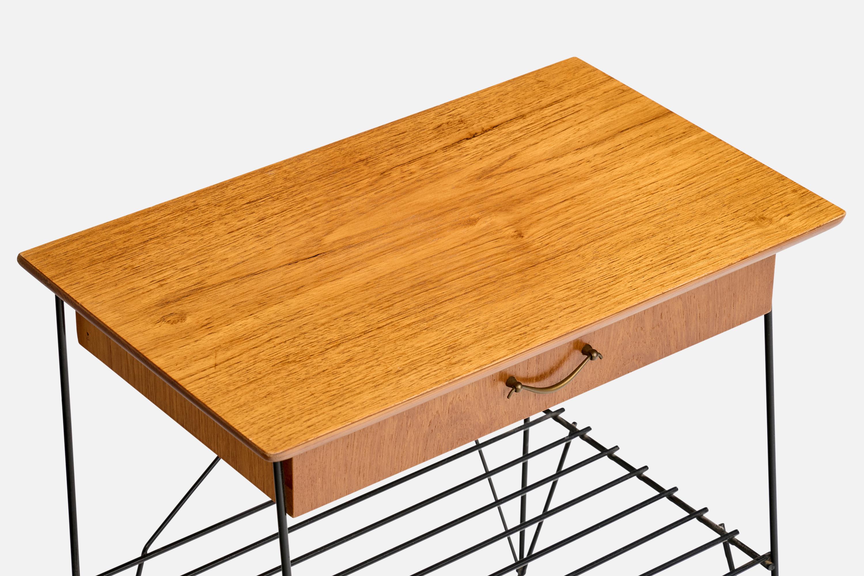 Design svedese, Comodini, Teak, Ottone, Metallo, Svezia, anni '50 in vendita 2