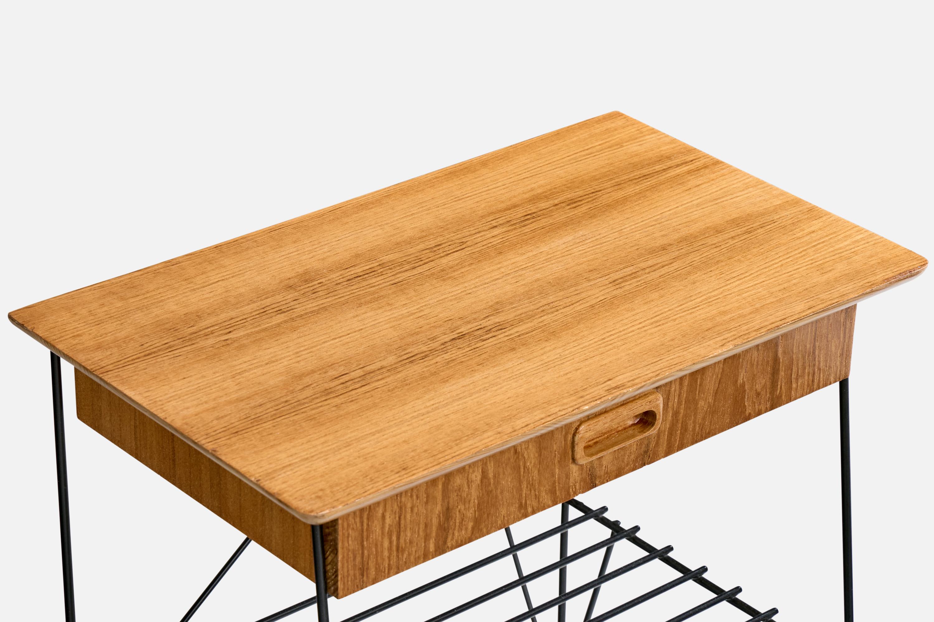 Schwedischer Designer, Nachttische, Teak, Messing, Metall, Schweden, 1950er Jahre im Angebot 4