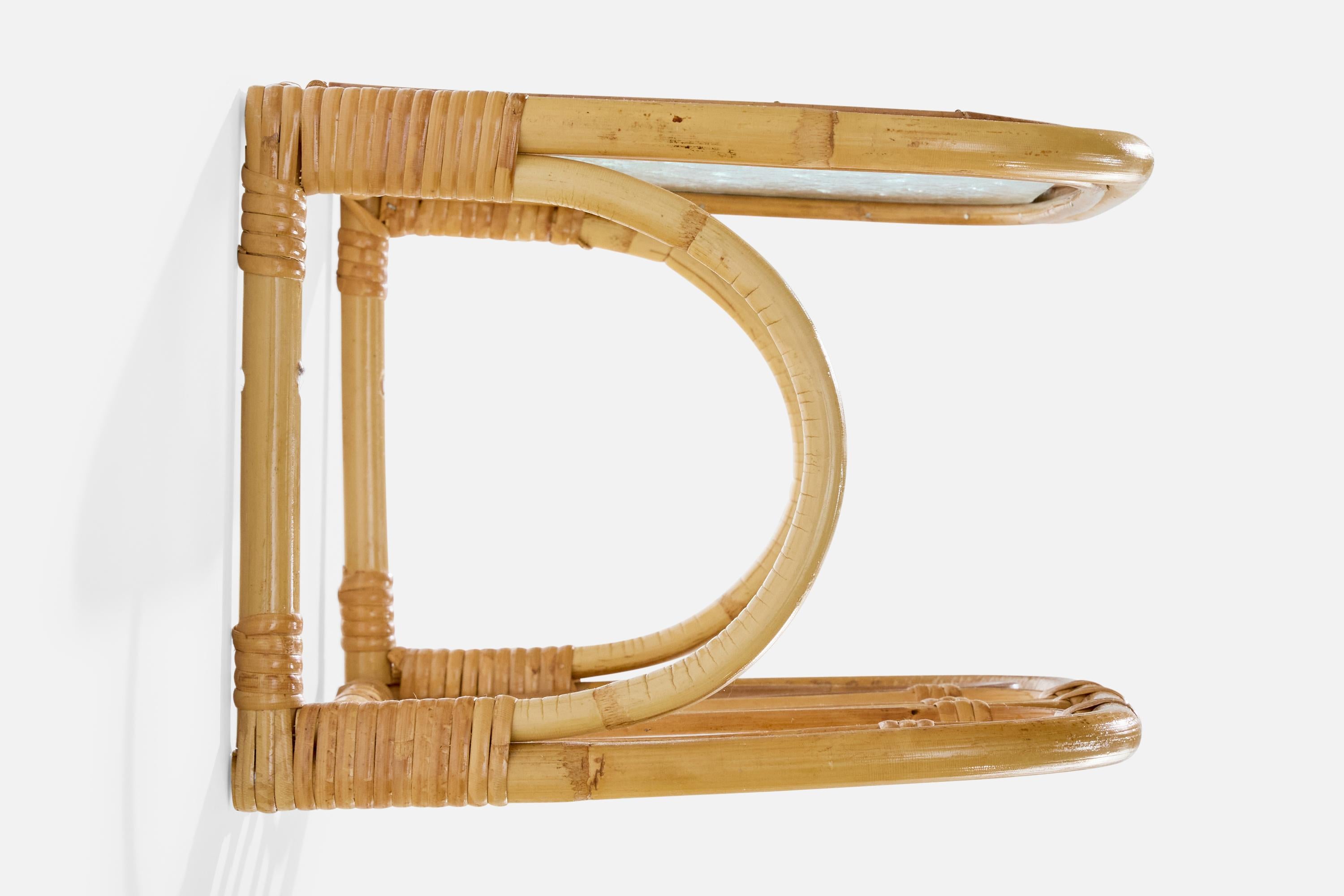 Mid-20th Century Swedish Designer, Nightstands, Bamboo, Rattan, Glass, Sweden, 1950s For Sale
