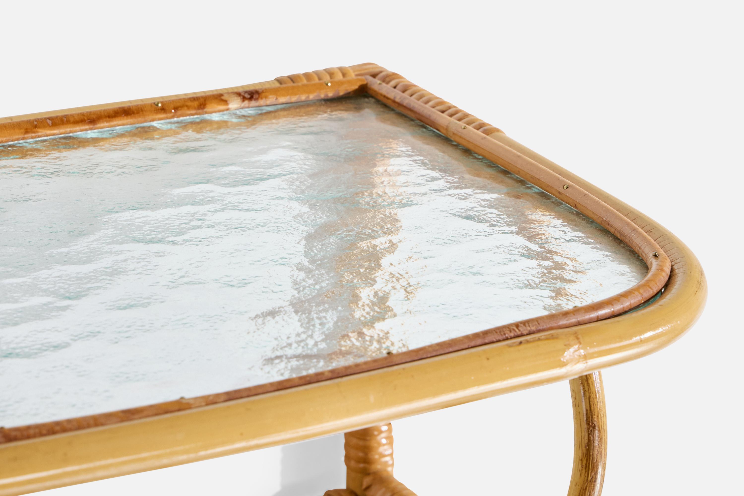 Swedish Designer, Nightstands, Bamboo, Rattan, Glass, Sweden, 1950s For Sale 1