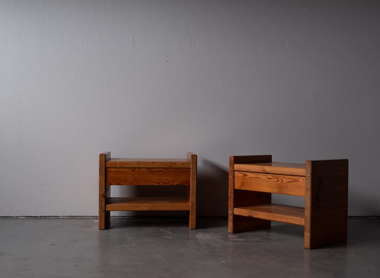 Late 20th Century Swedish Designer, Nightstands / Bedside Cabinets, Solid Pine, Sweden, C, 1970s For Sale