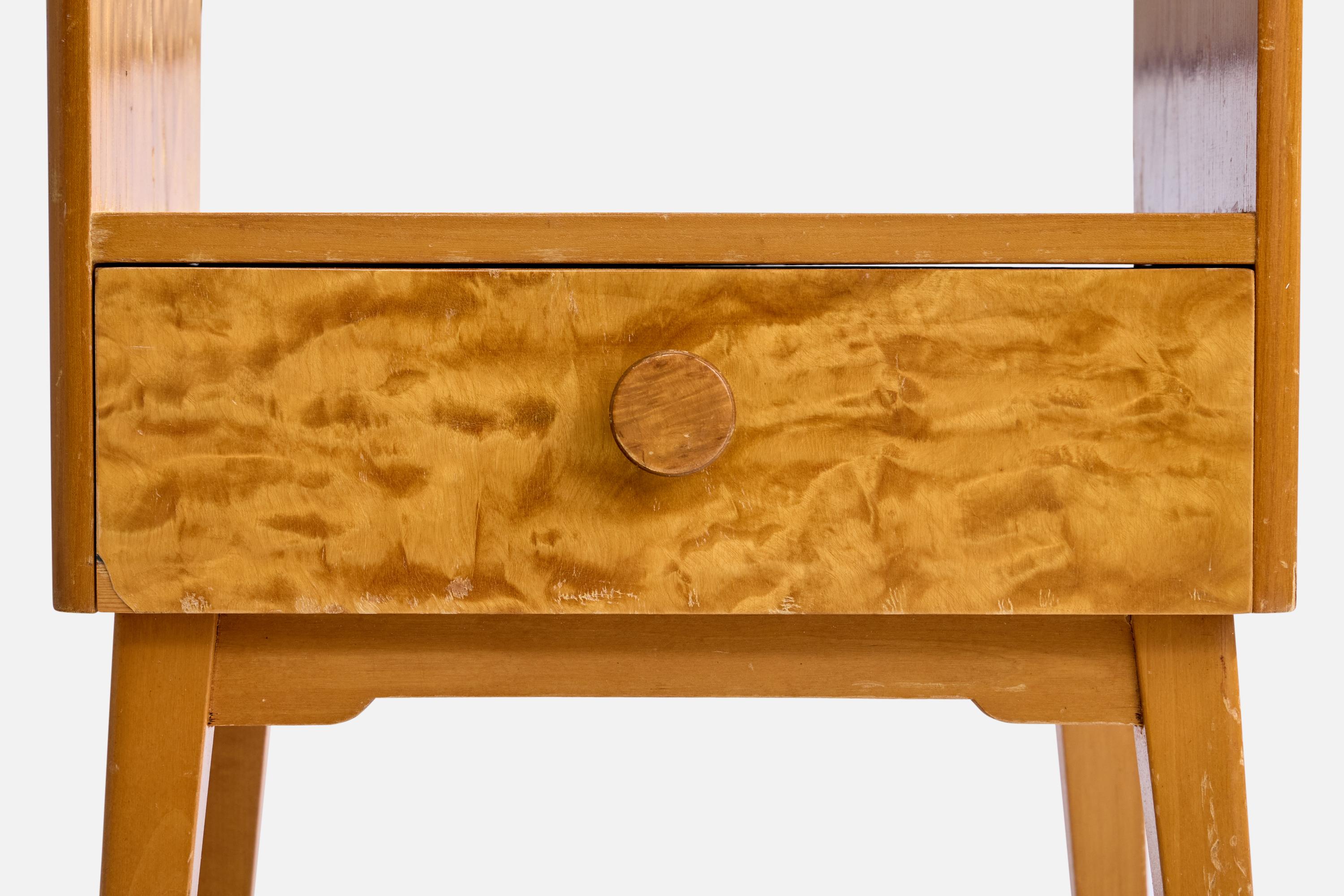Comodini svedesi di design, betulla, quercia, vetro, Svezia, anni '40 in vendita 2