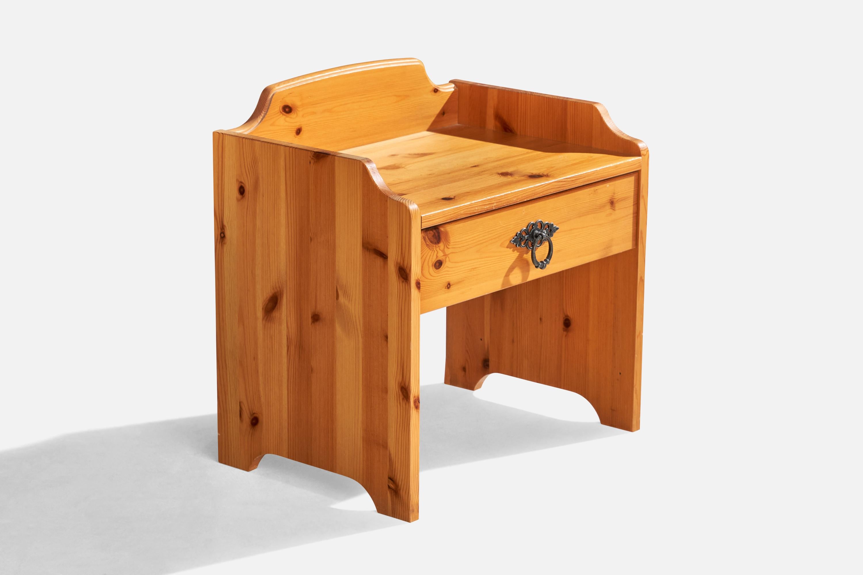 Late 20th Century Swedish Designer, Nightstands, Pine, Iron, Sweden, 1980s For Sale