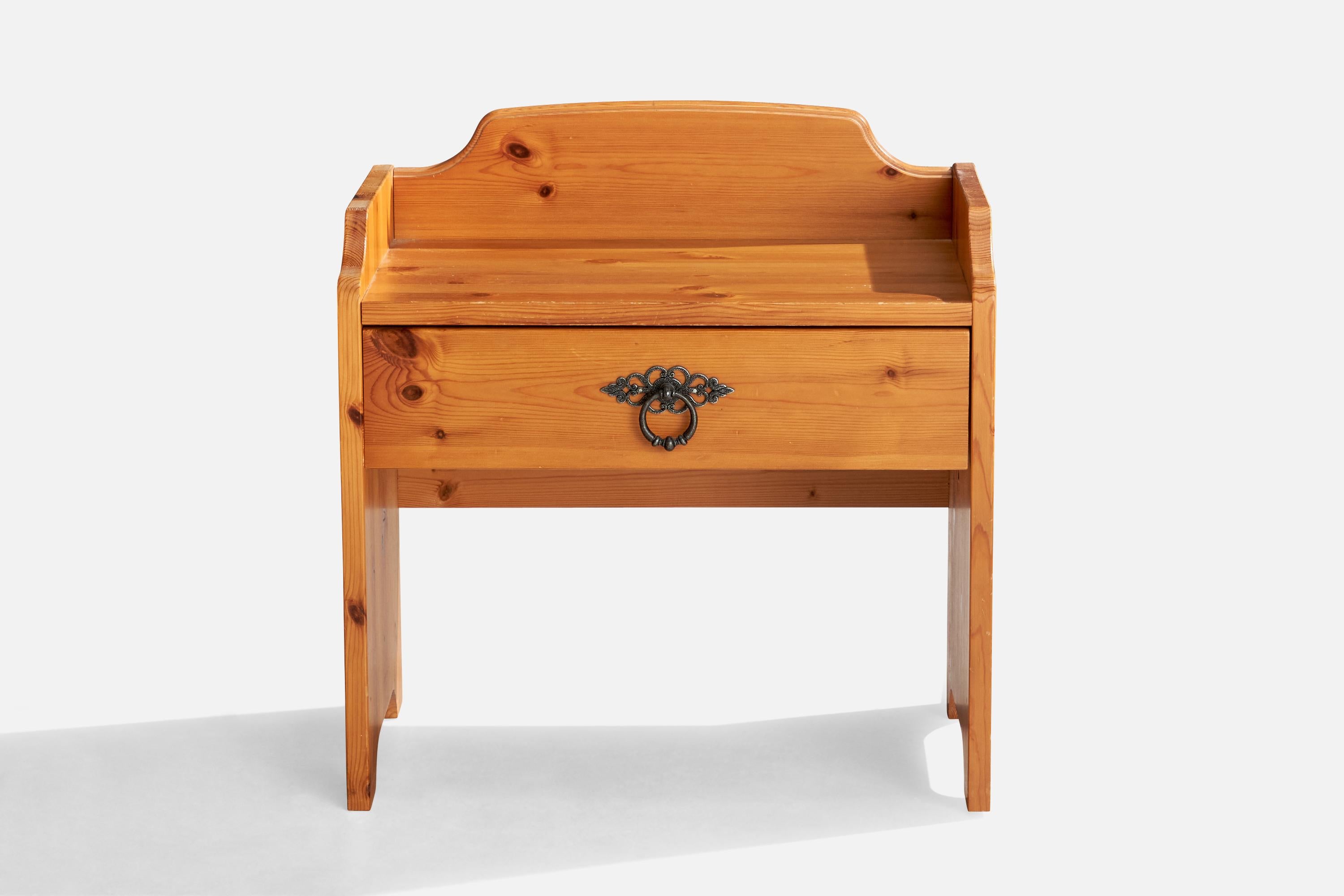 Swedish Designer, Nightstands, Pine, Iron, Sweden, 1980s For Sale 1