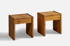 Swedish Designer, Nightstands, Pine, Sweden, 1970s