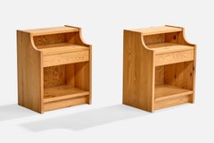 Swedish Designer, Nightstands, Pine, Sweden, 1970s