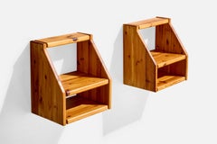 Swedish Designer, Nightstands, Pine, Sweden, 1970s