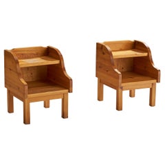 Swedish Designer, Nightstands, Pine, Sweden, 1970s