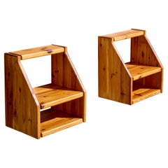 Swedish Designer, Nightstands, Pine, Sweden, 1970s