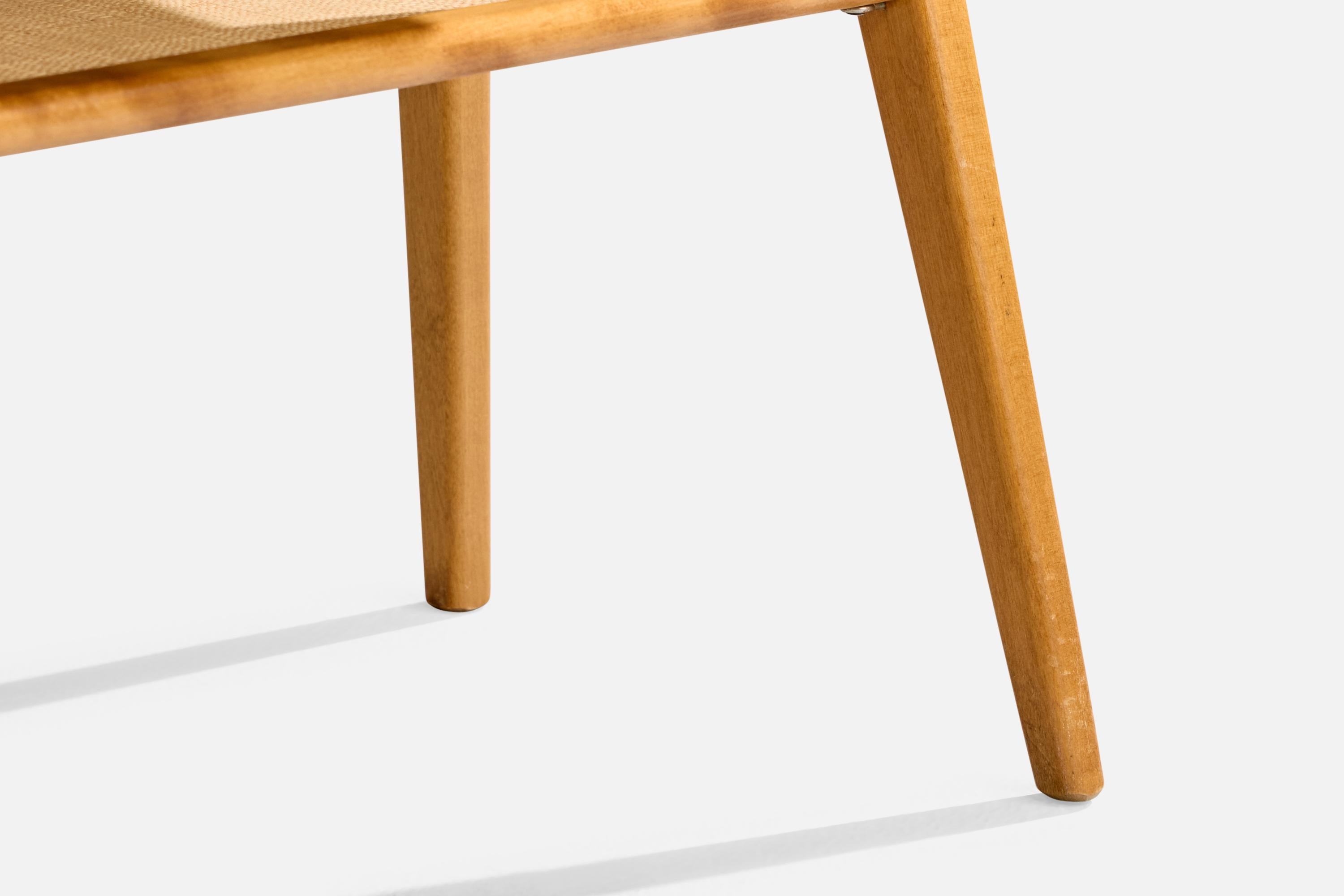 Swedish Designer, Nightstands, Teak, Birch, Raffia, Sweden, 1950s For Sale 6