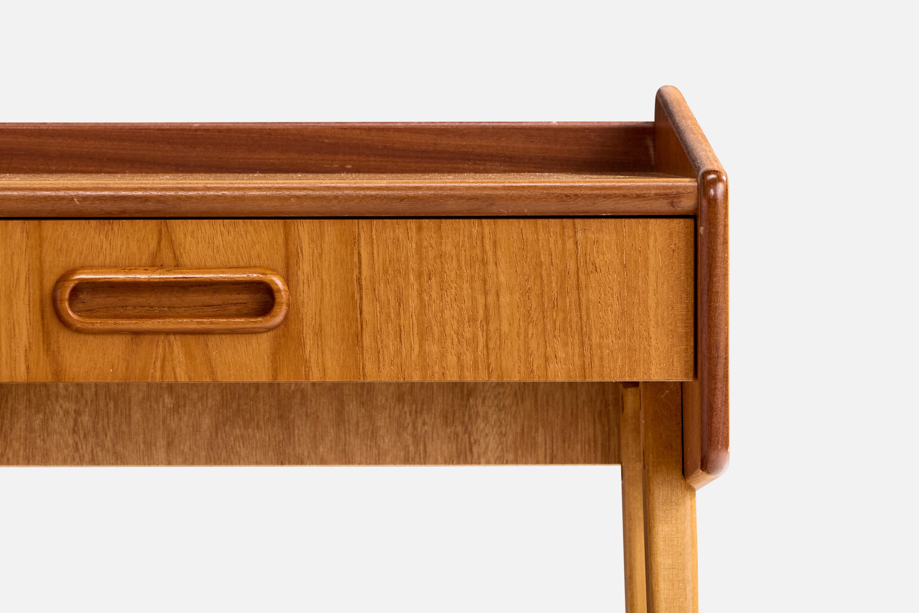 Swedish Designer, Nightstands, Teak, Birch, Raffia, Sweden, 1950s For Sale 1