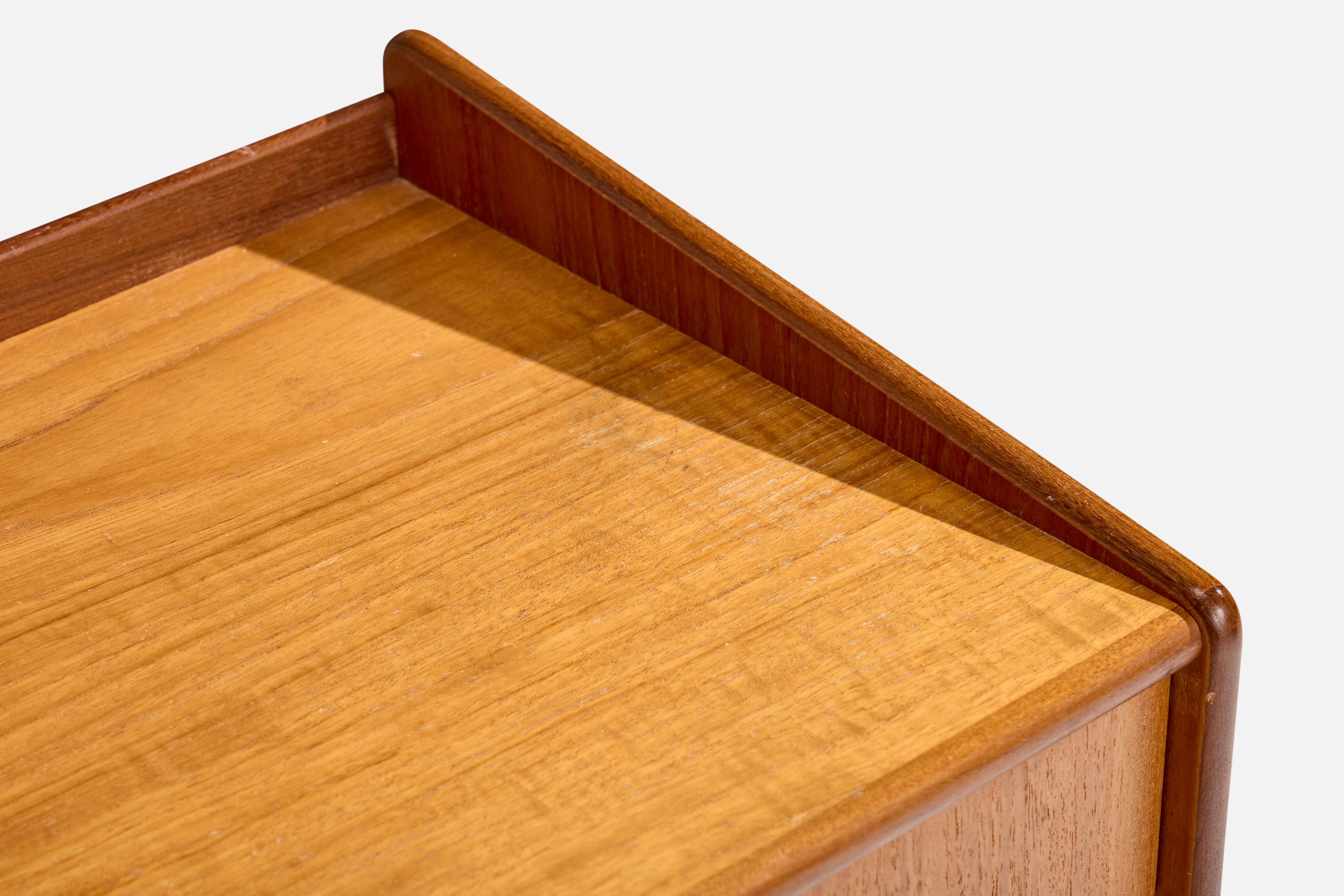 Swedish Designer, Nightstands, Teak, Birch, Raffia, Sweden, 1950s For Sale 4