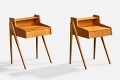 Swedish Designer, Nightstands, Teak, Birch, Sweden, 1950s