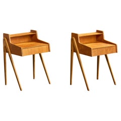 Swedish Designer, Nightstands, Teak, Birch, Sweden, 1950s