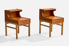 Swedish Designer, Nightstands, Teak, Oak, Sweden, 1950s