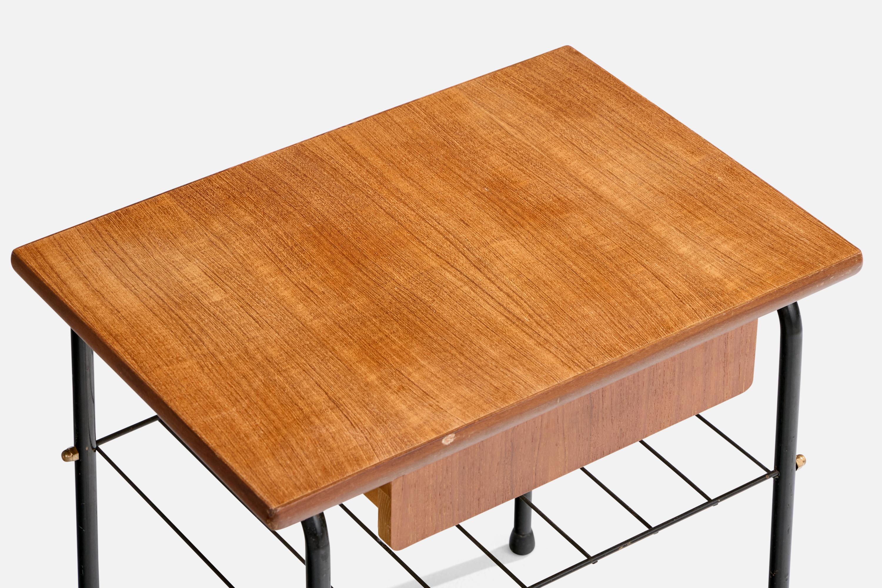 Swedish Designer, Nightstands, Teak, Steel, Sweden, 1960s For Sale 5