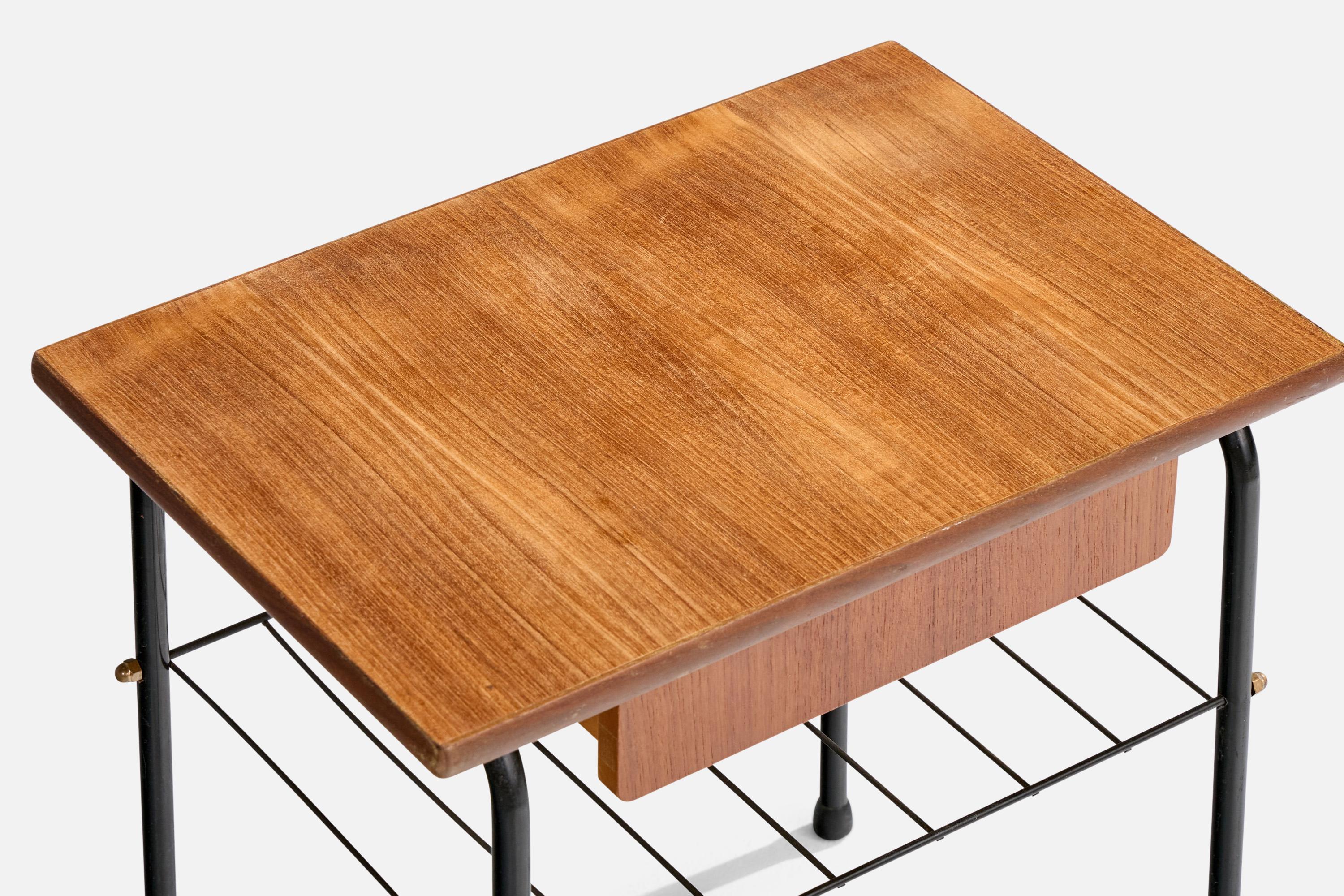 Swedish Designer, Nightstands, Teak, Steel, Sweden, 1960s For Sale 6