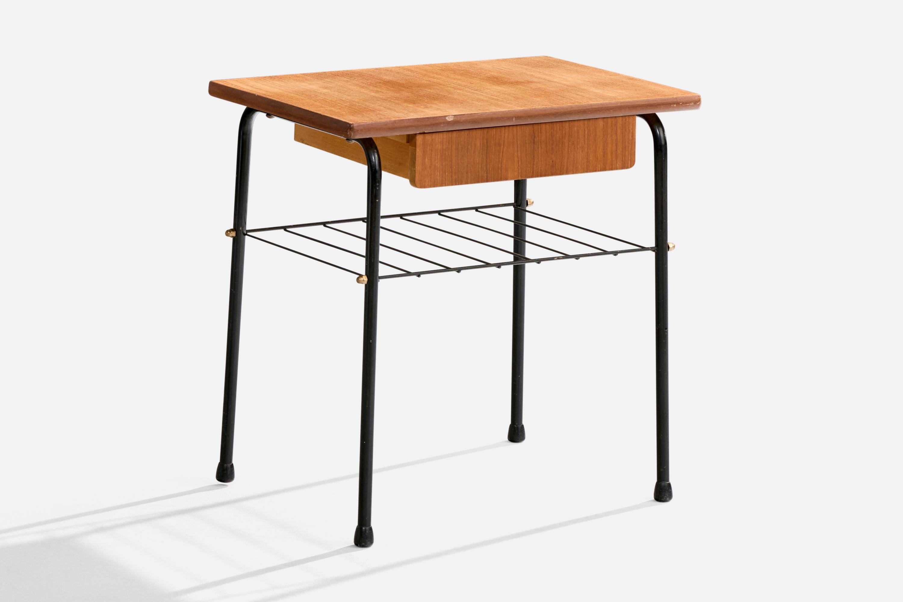 Swedish Designer, Nightstands, Teak, Steel, Sweden, 1960s In Good Condition For Sale In High Point, NC