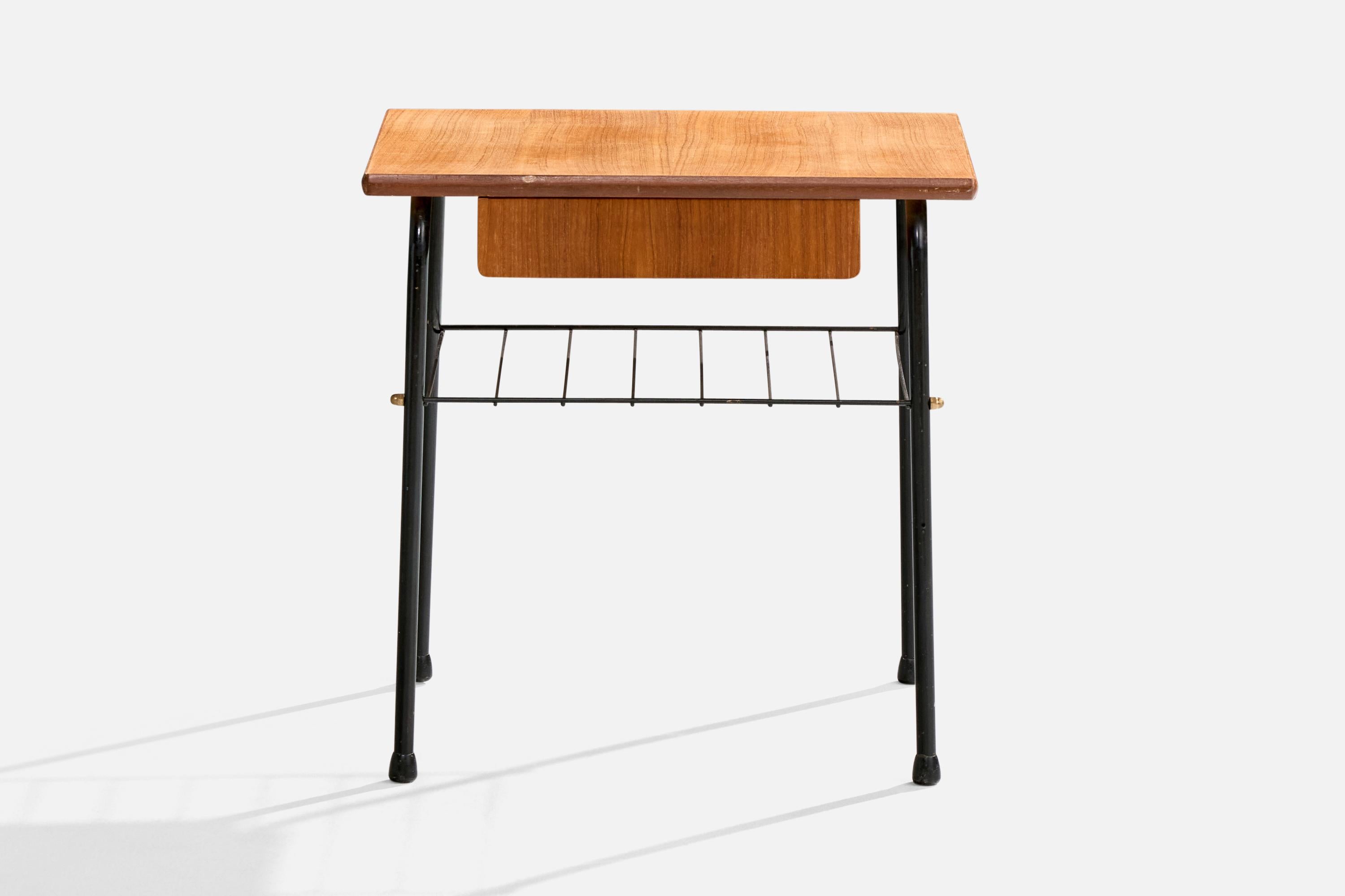 Mid-20th Century Swedish Designer, Nightstands, Teak, Steel, Sweden, 1960s For Sale