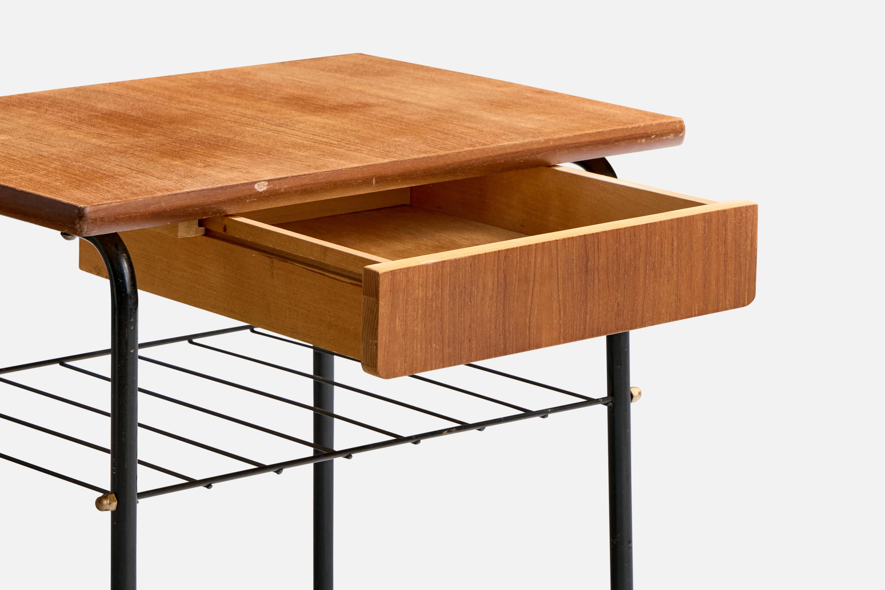 Swedish Designer, Nightstands, Teak, Steel, Sweden, 1960s For Sale 1