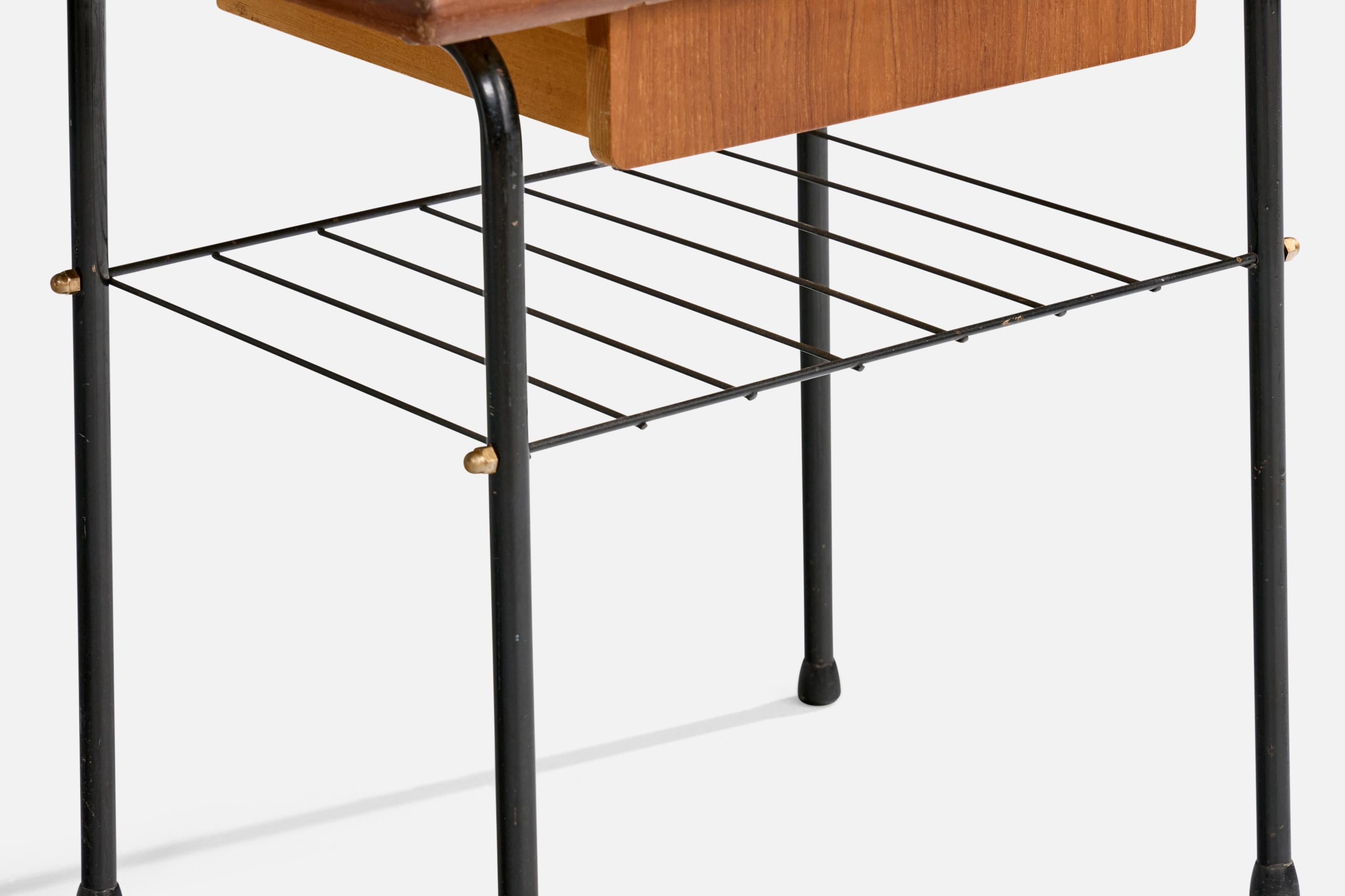 Swedish Designer, Nightstands, Teak, Steel, Sweden, 1960s For Sale 3