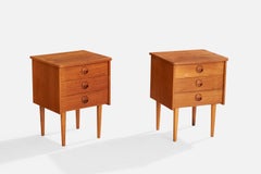 Swedish Designer, Nightstands, Teak, Sweden, 1950s