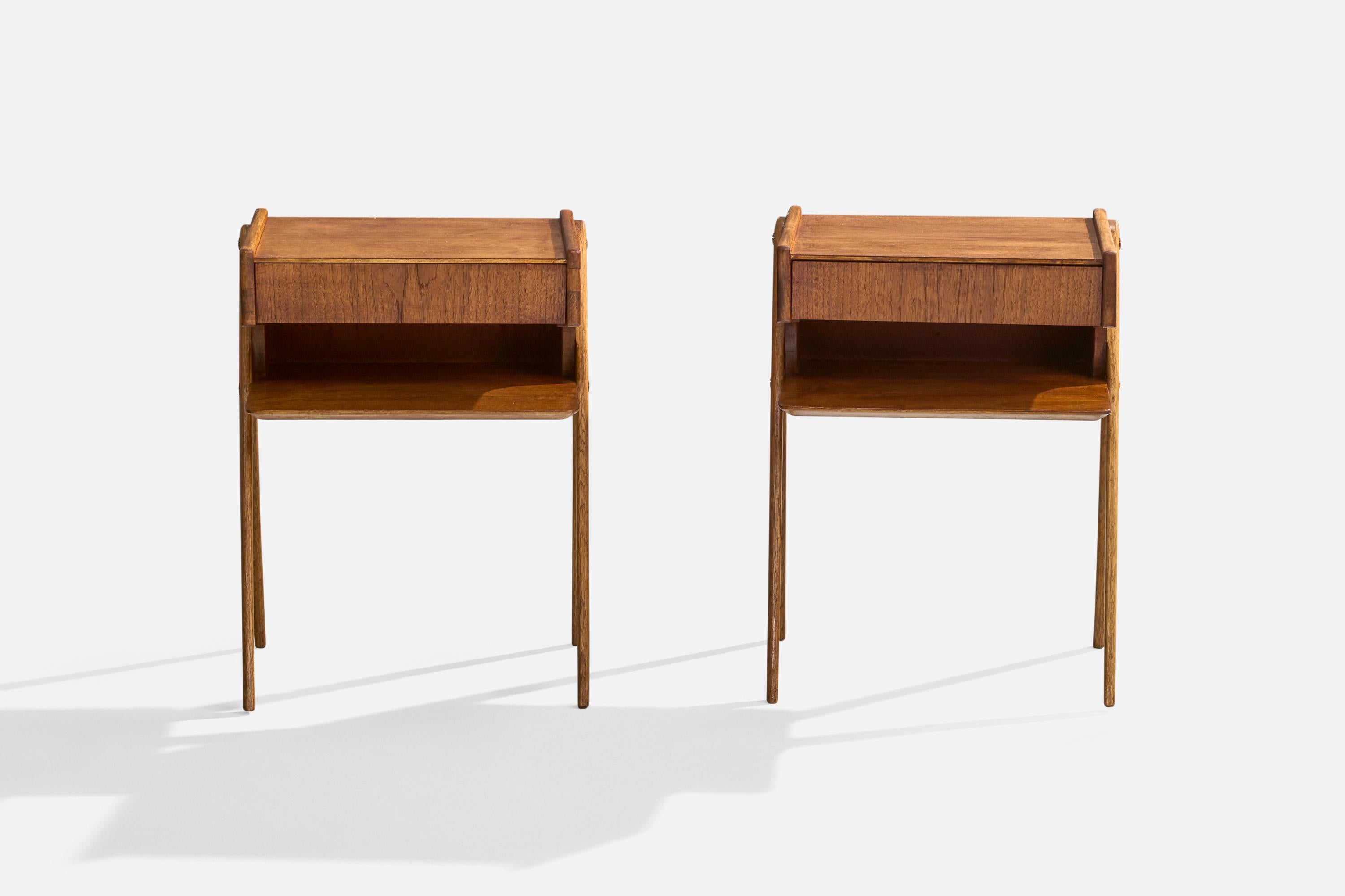 Schwedische Designerin, Nachttische, Teakholz, Schweden, 1950er Jahre im Zustand „Gut“ im Angebot in High Point, NC
