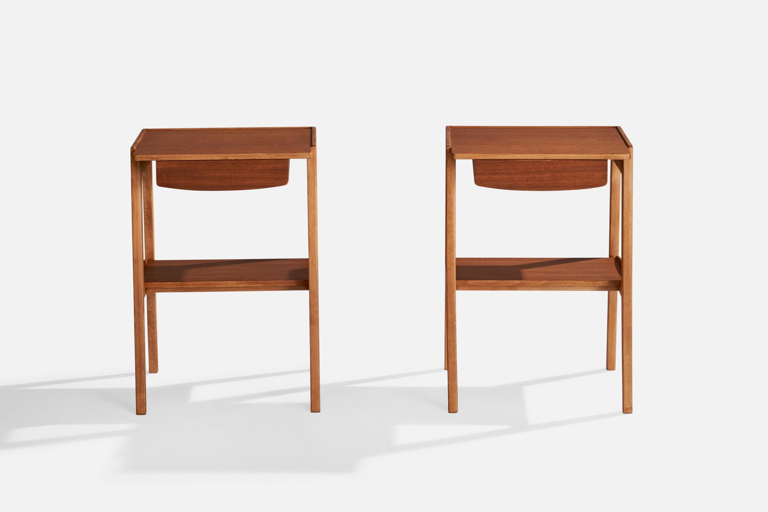 Scandinavian Modern Swedish Designer, Nightstands, Teak, Sweden, 1960s For Sale