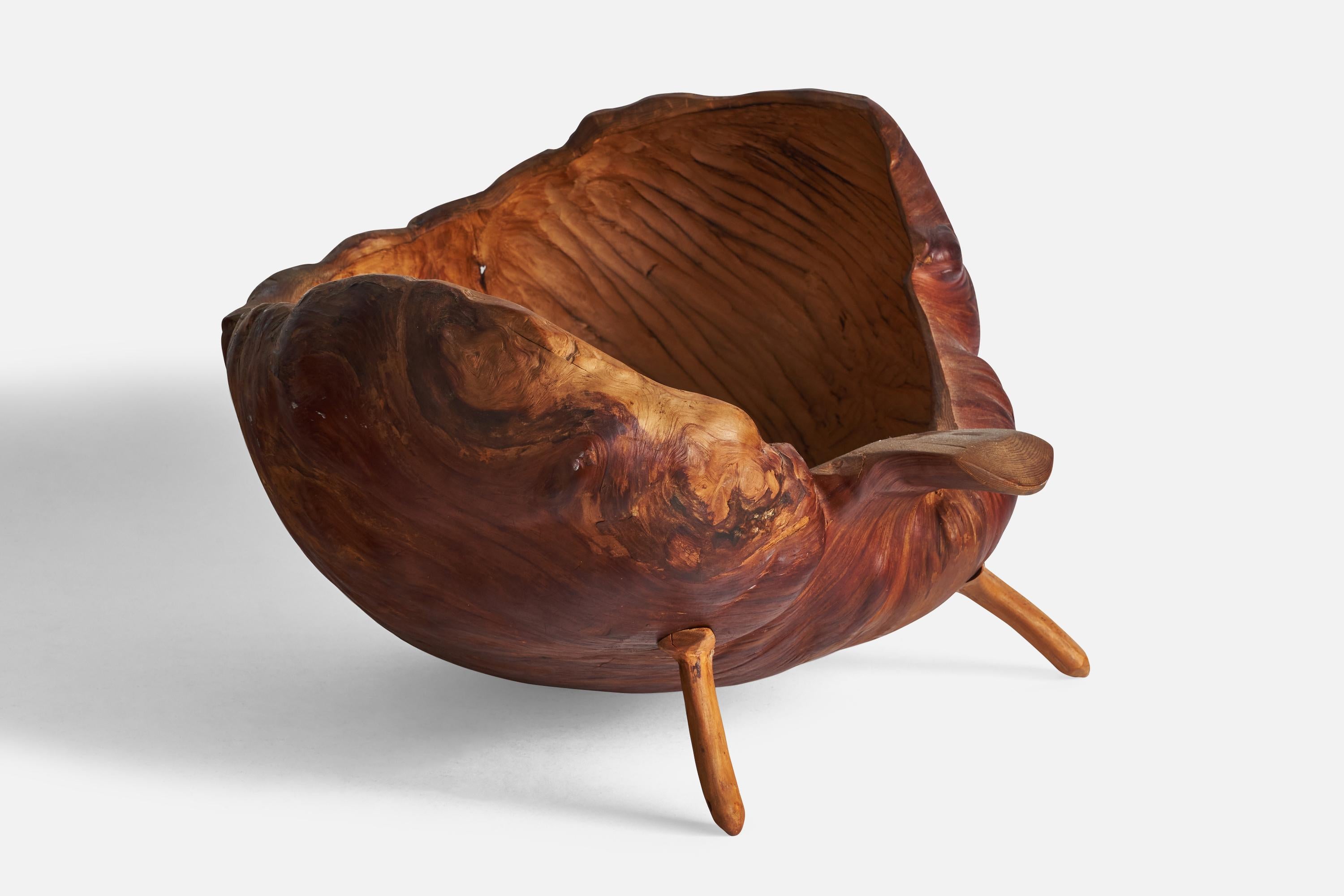 A sizeable driftwood and pine bowl designed and produced in Sweden, 1978.