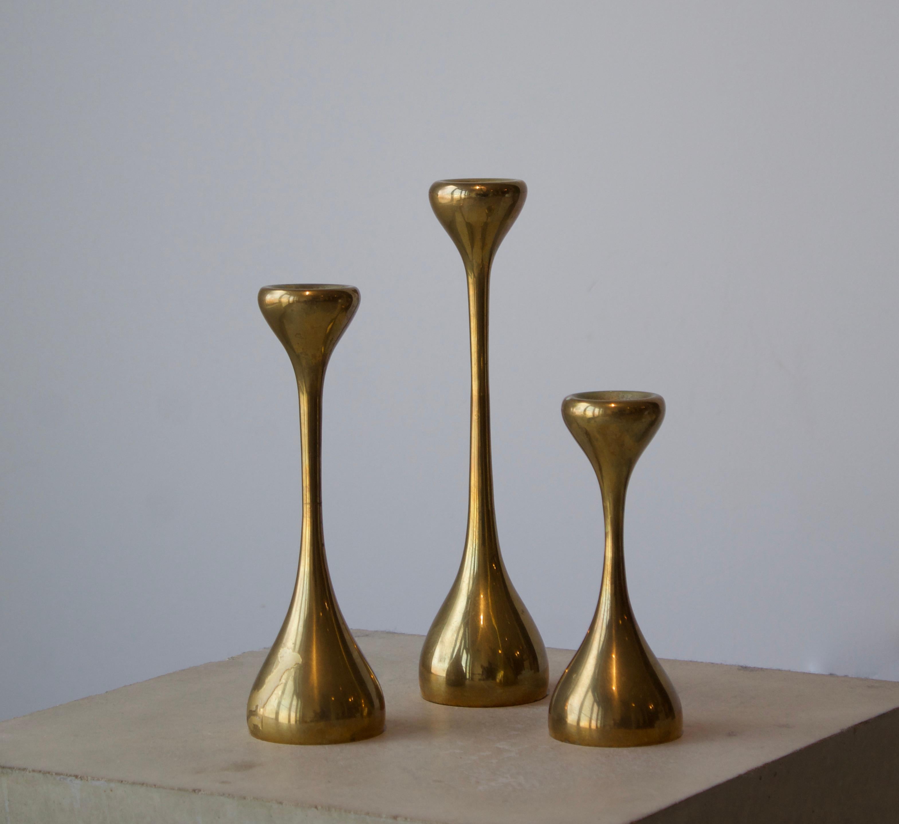 A set of 3 candlesticks. Designed and produced in Sweden, c. 1960s.

 