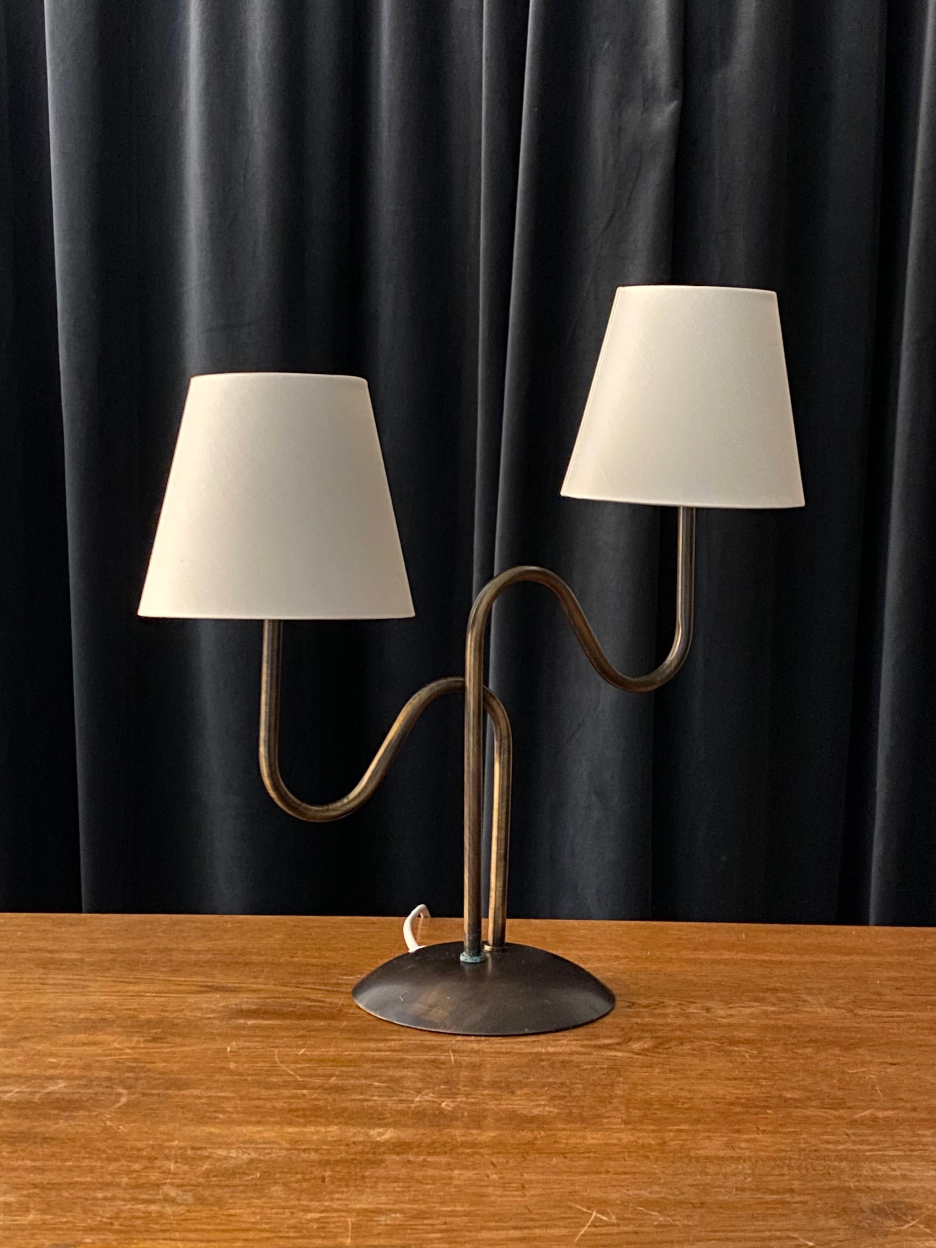 Mid-20th Century Swedish Designer, Organic Modernist Table Lamp, Brass, Sweden, 1960s
