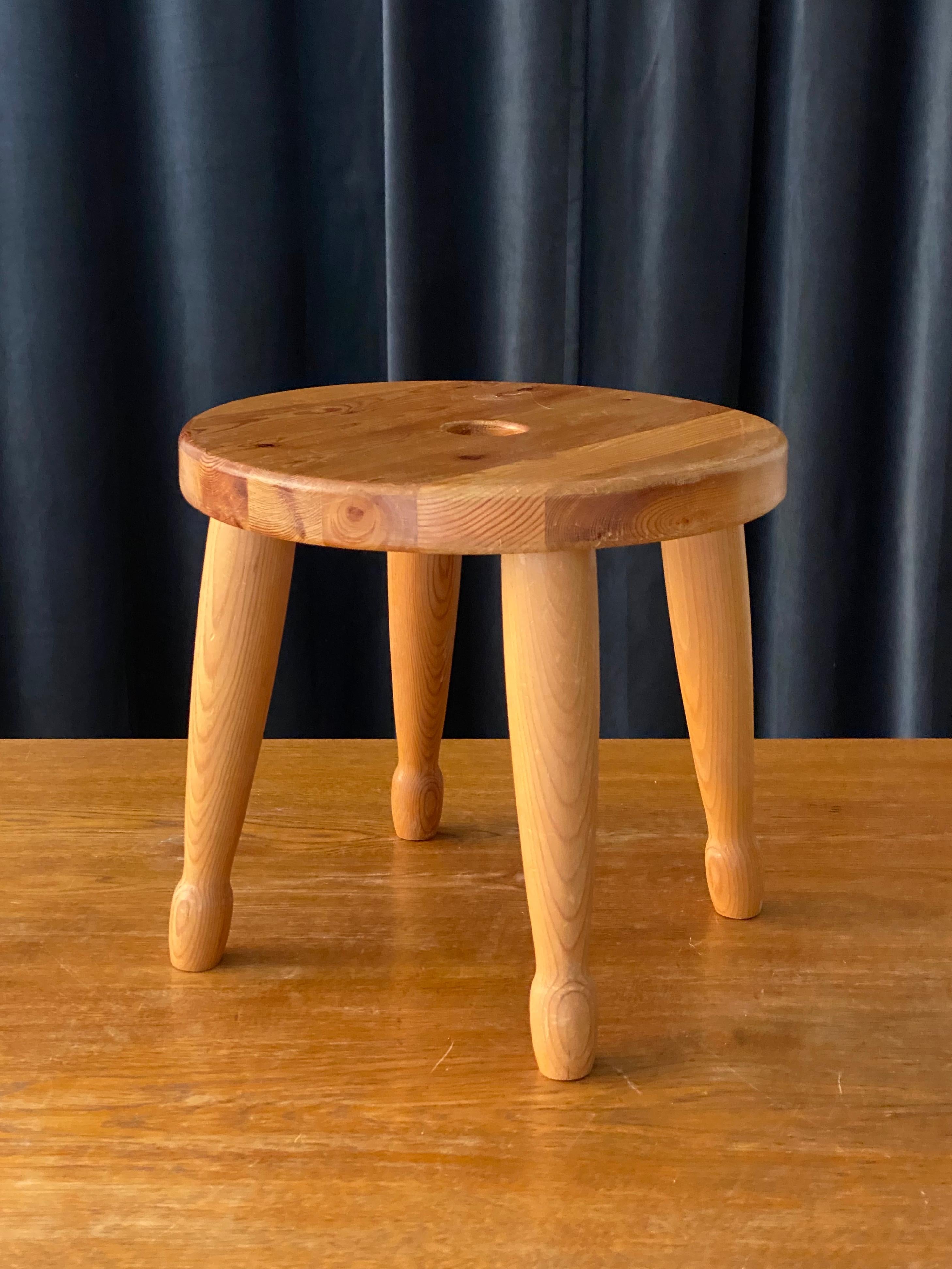 Oragnic modernist stool by an unknown designer. In pine.

Other designers of the period include Pierre Chapo, Pierre Jeanneret, Charlotte Perriand and Axel Einar Hjorth.