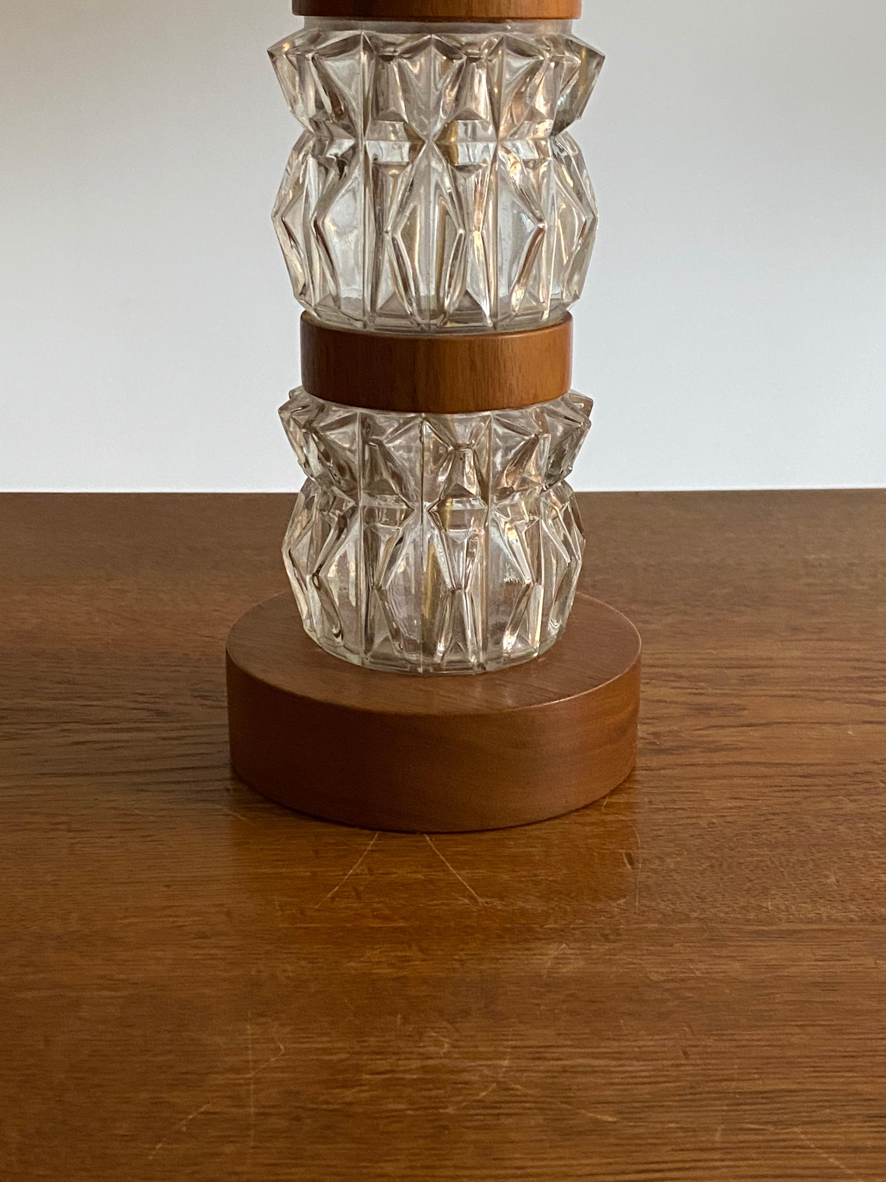 Scandinavian Modern Swedish Designer, Organic Table Lamp, Art Glass, Jacaranda-Veneer, Sweden, 1950s