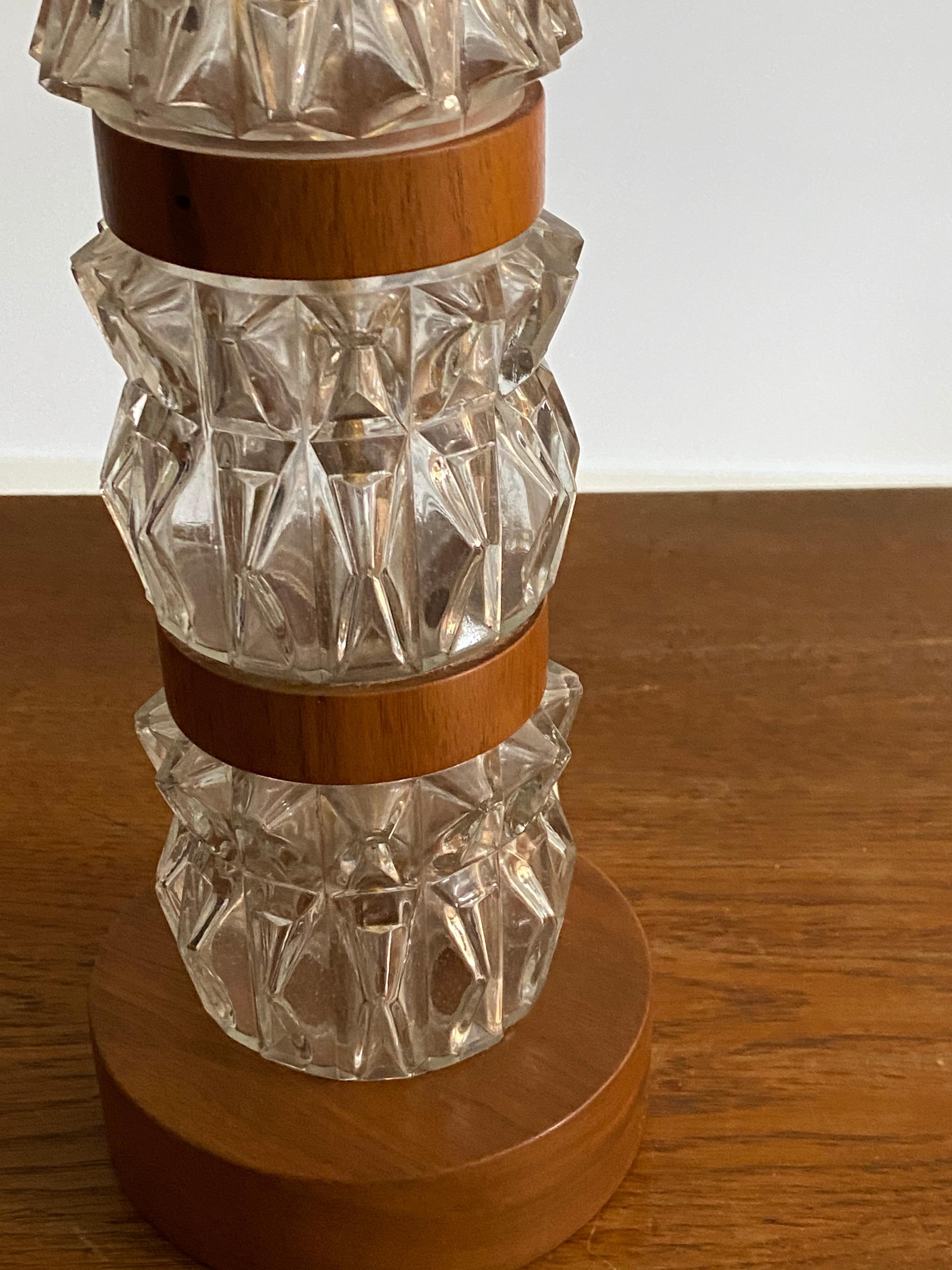 Blown Glass Swedish Designer, Organic Table Lamp, Art Glass, Jacaranda-Veneer, Sweden, 1950s