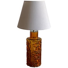 Swedish Designer, Organic Table Lamp, Orange Glass, Sweden, 1950s