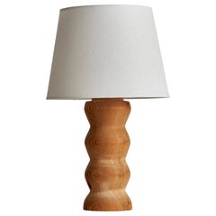 Swedish Designer, Organic Table Lamp, Pine, Sweden, 1970s